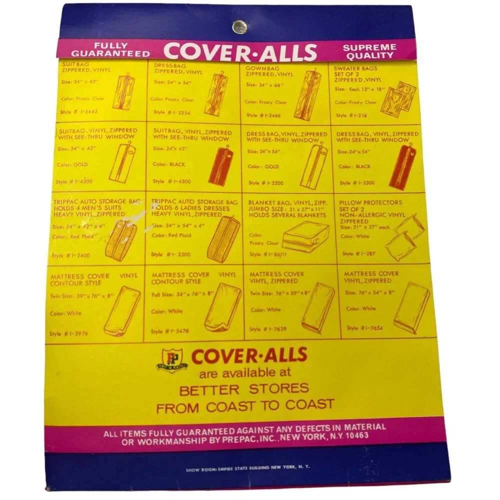 PP Frosty Clear Vinyl Dress Coat Garment Bag Zippered Cover All 22x54 Vtg 70s